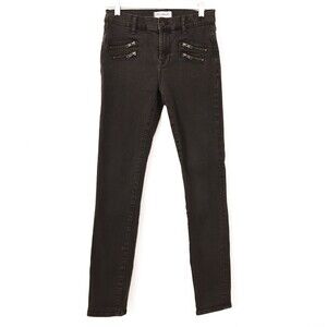 Madewell Skinny Zipper Edition Jeans Size 27 Mid Rise Washed Black EUC A4